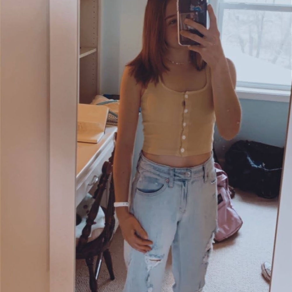 Yellow Button Tank Top